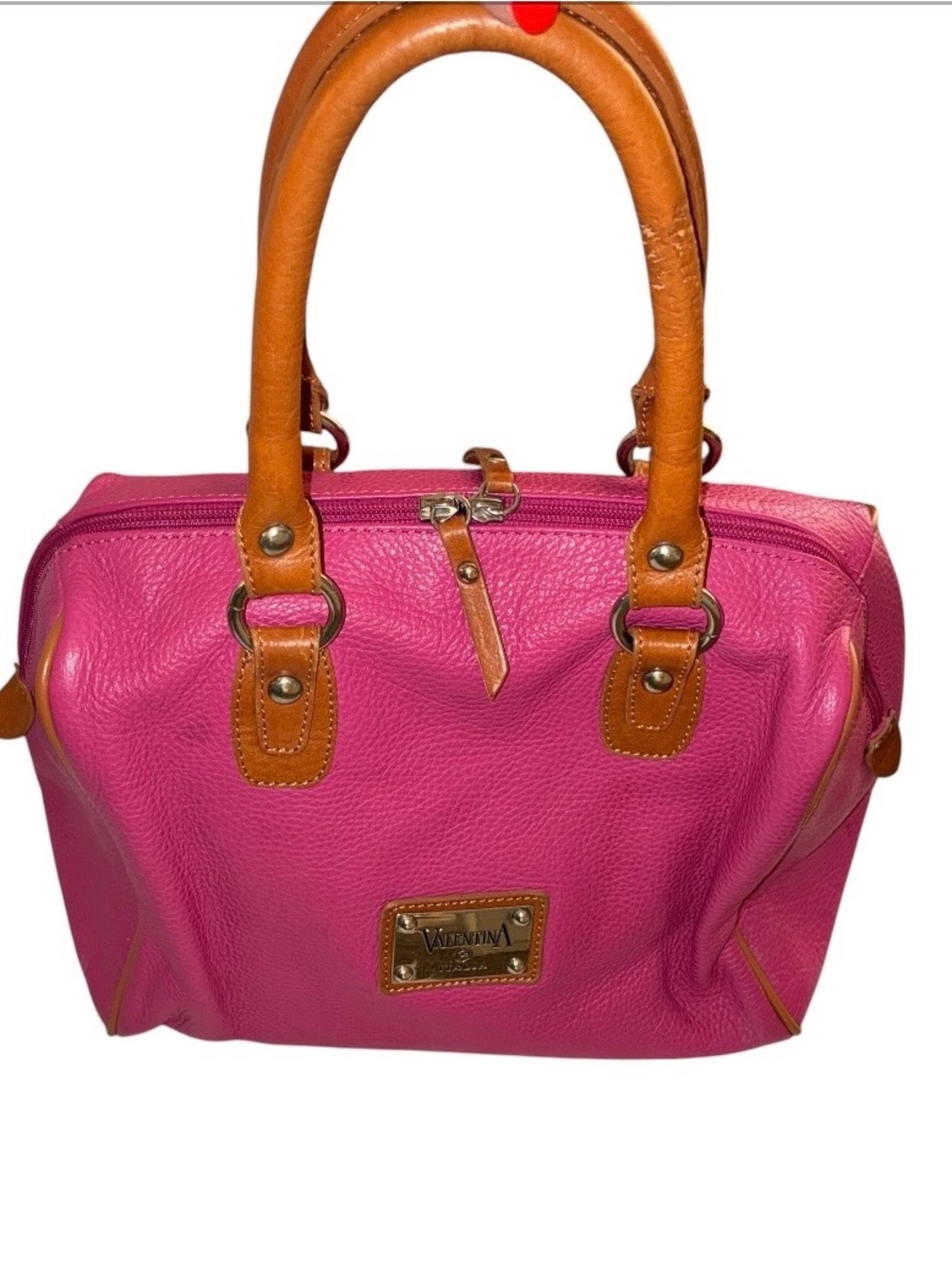 Valentina Italia Fuscuia Tan Leather  Handbag Made in Italy